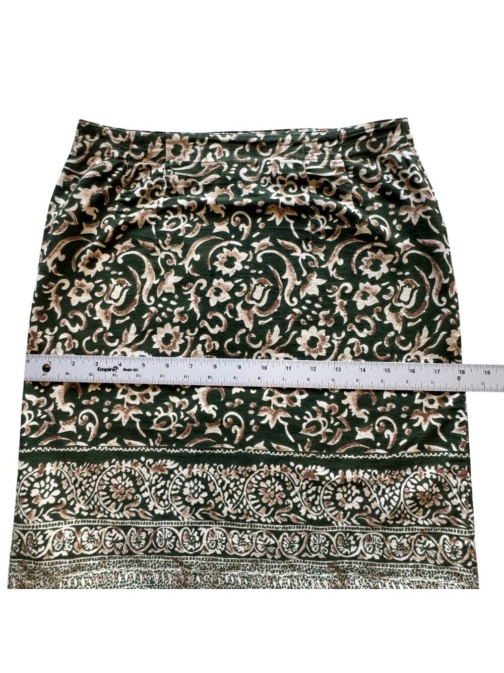 Sun River Wrap Skirt Size M Green Gold Cotton Batik Pattern Border Detail - Picture 13 of 16